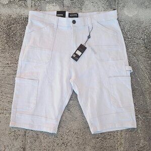 Encrypted Men Shorts White Cotton Premium Denim Jeans Size 38 NWT
